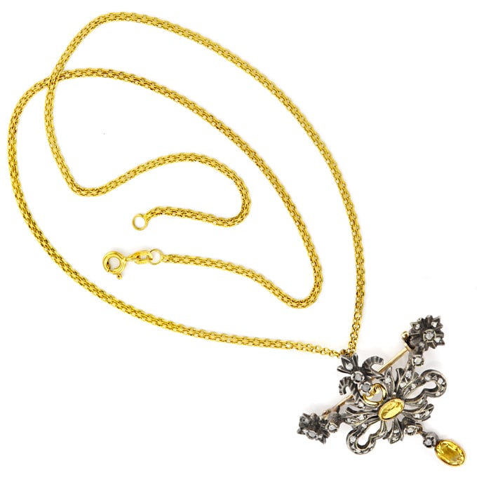 Foto 2 - Goldkette Diamanten-Citrine-Anhänger-Brosche, R1256