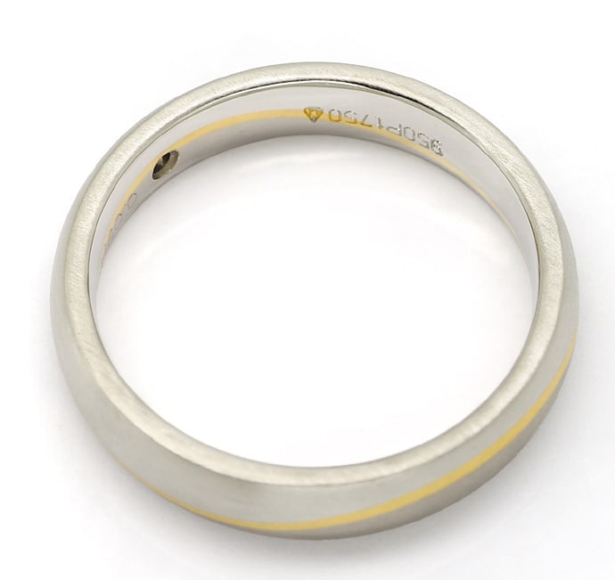 Foto 3 - Platin Ring mit Gelbgold Welle verziert 0,02ct Brillant, S1488