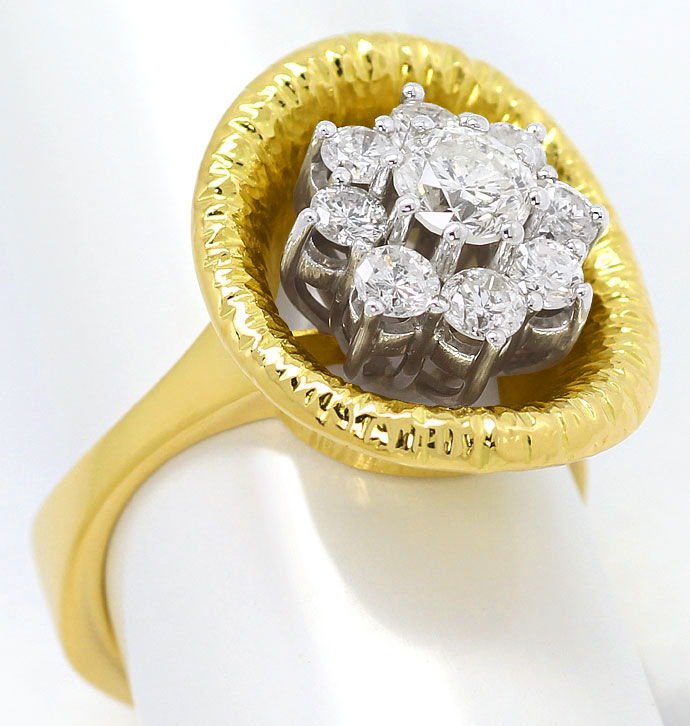 Foto 2 - Brillanten-Gold-Ring mit Halbkaräter im Brillantenkranz, S3693