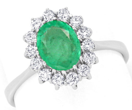 Foto 2 - Diamantring Einkaräter Smaragd/Emerald Weißgold, S6990